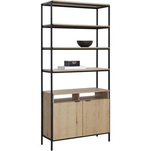 Ambrose Rustic Oak / Black Modular Bookcase, Large